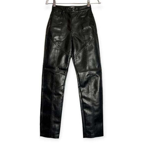 Wilfred High-Waisted Rebel Pant SIZE 00 Black Japanese Vegan Leather Slim Fit - Picture 3 of 12